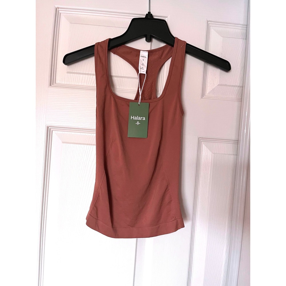 Halara Womens Racerback Activewear Tank Top Rose Clay Square Neck Small NEW